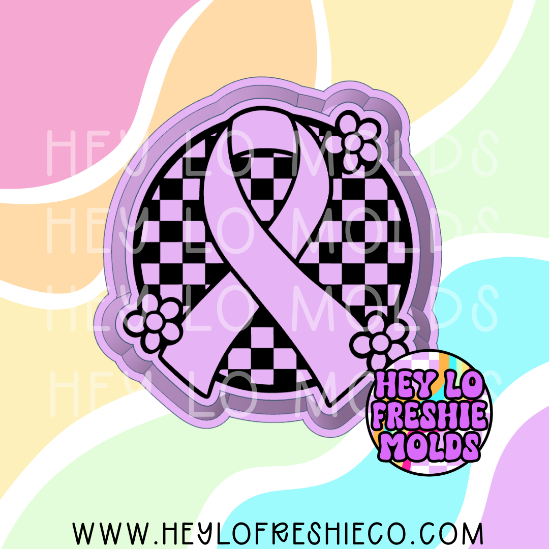 Checkered Awareness Ribbon Silicone Mold