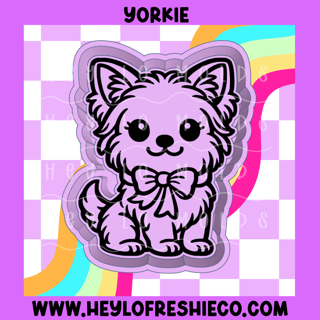 Yorkie With Bow Silicone Mold