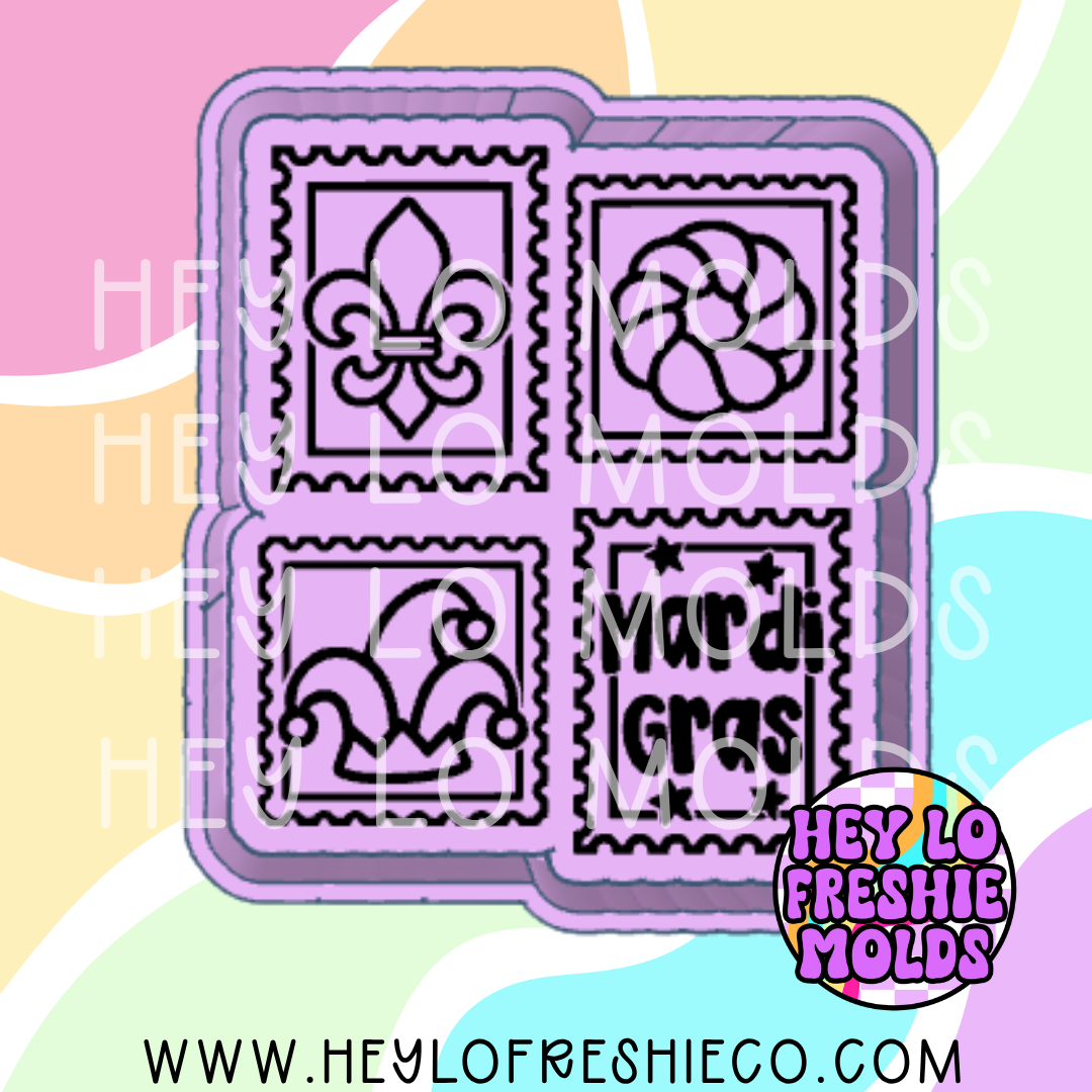 Mardi Gras Stamp Collage Silicone Mold