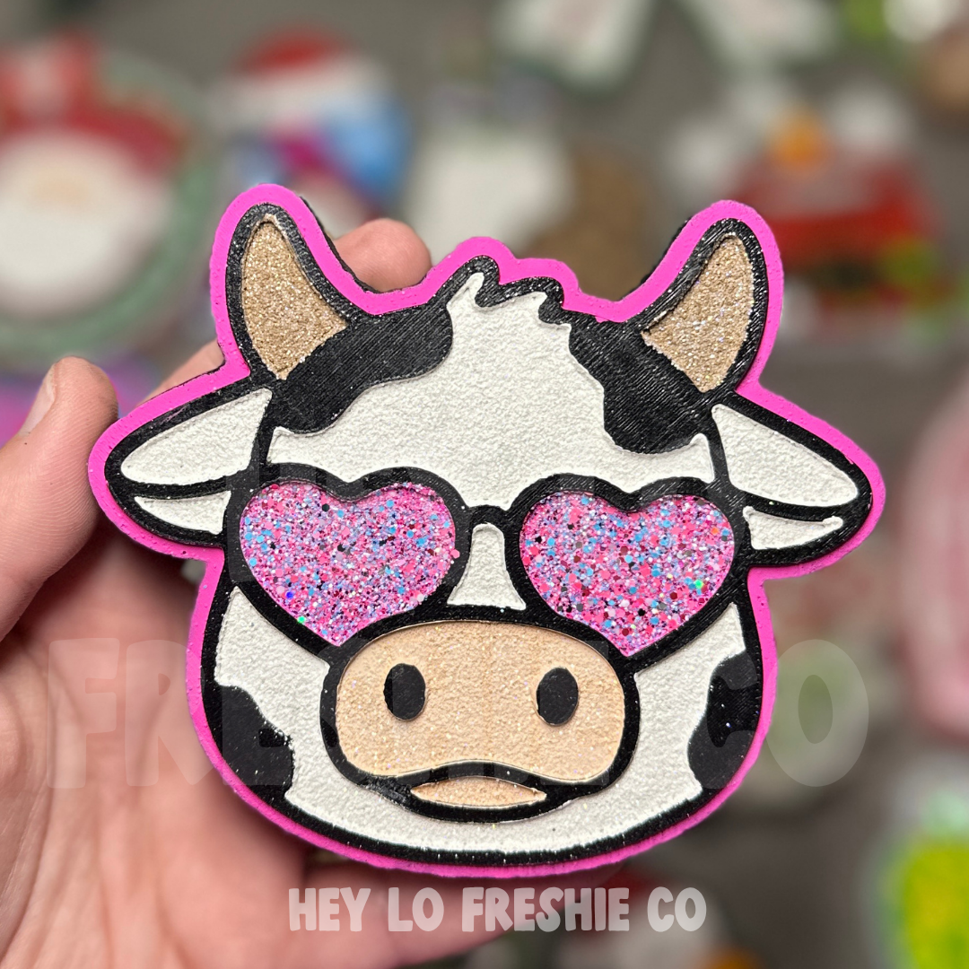 Cow With Heart Glasses Silicone Mold