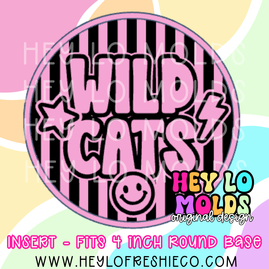 4 Inch Round Insert - Preppy Team Name: Wildcats