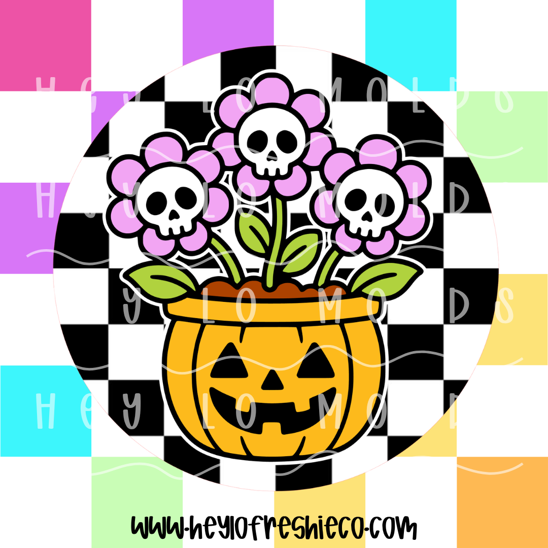 Round Cardstock 255 | Skull Flowers