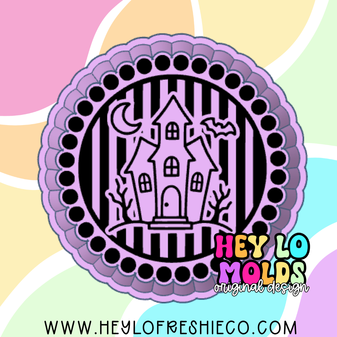 Haunted House In Dotted Frame Silicone Mold