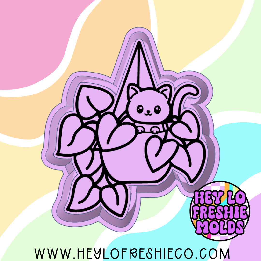 Cat In Hanging Plant Silicone Mold