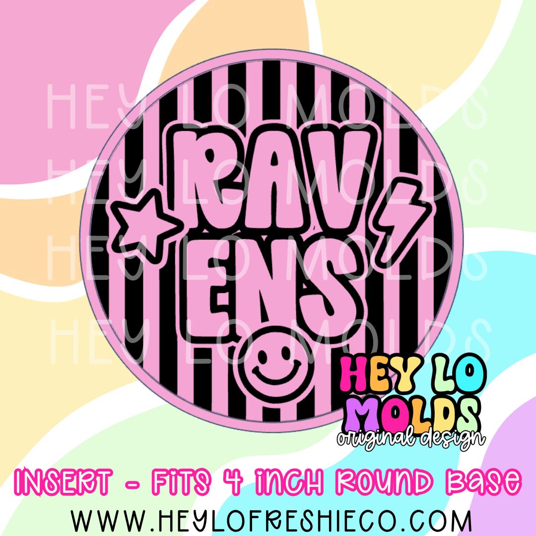 4 Inch Round Insert - Preppy Team Name: Ravens