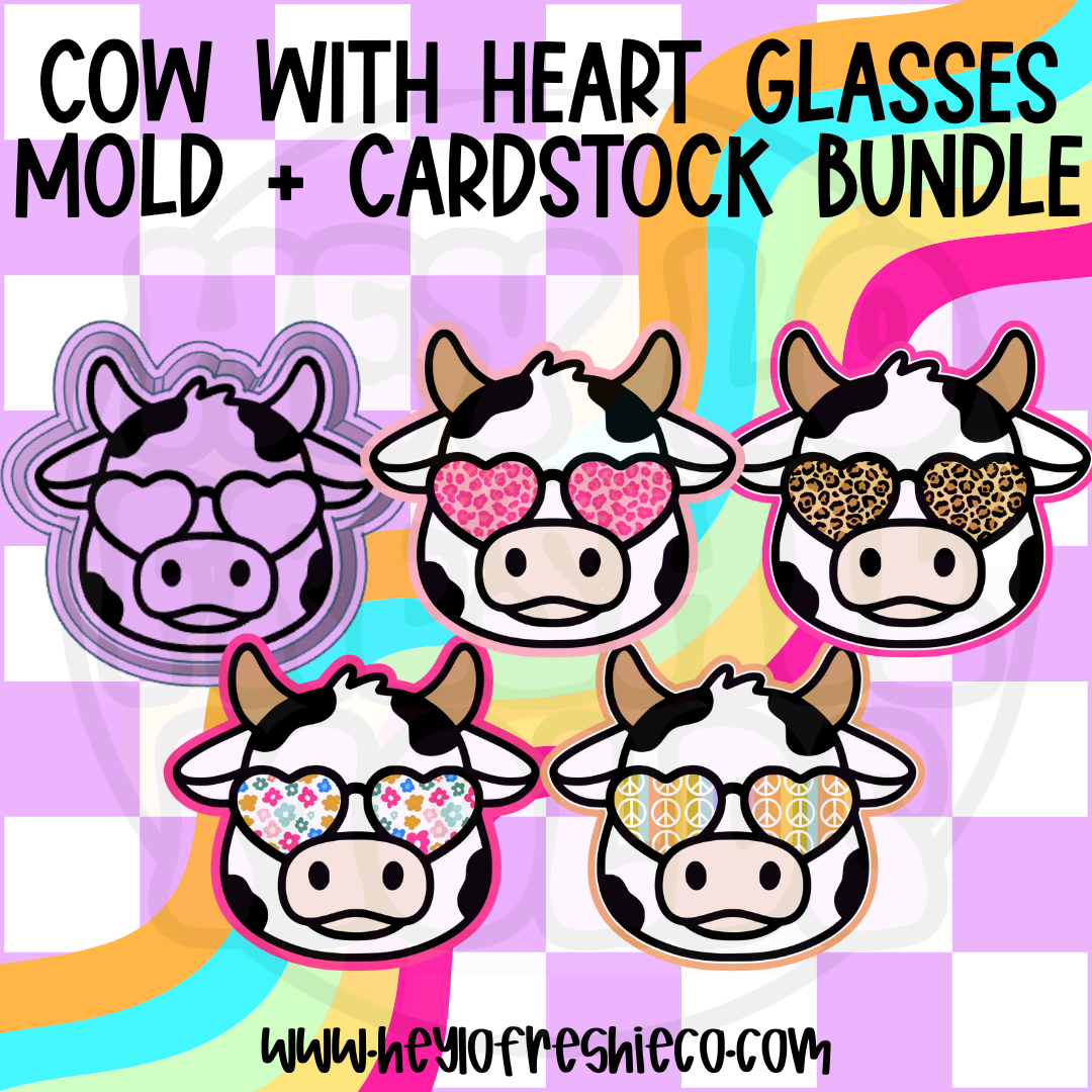 Mold & Cardstock Bundle: Cow With Heart Glasses