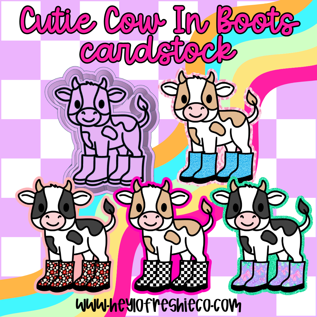 Cutie Cow In Rainboots Cardstock Grab Bag | 10 Count