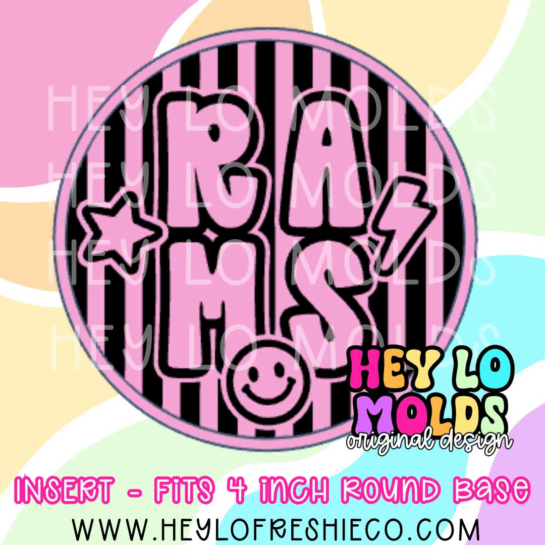 4 Inch Round Insert - Preppy Team Name: Rams