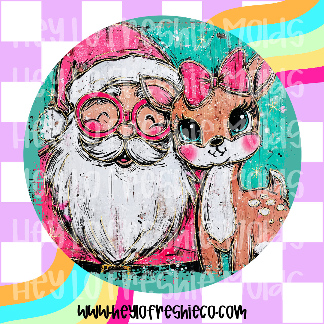 Round Cardstock | Santa & Reindeer