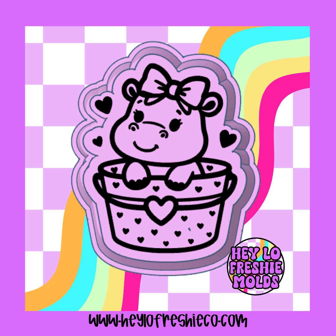 Valentine Bucket Hippo Silicone Mold