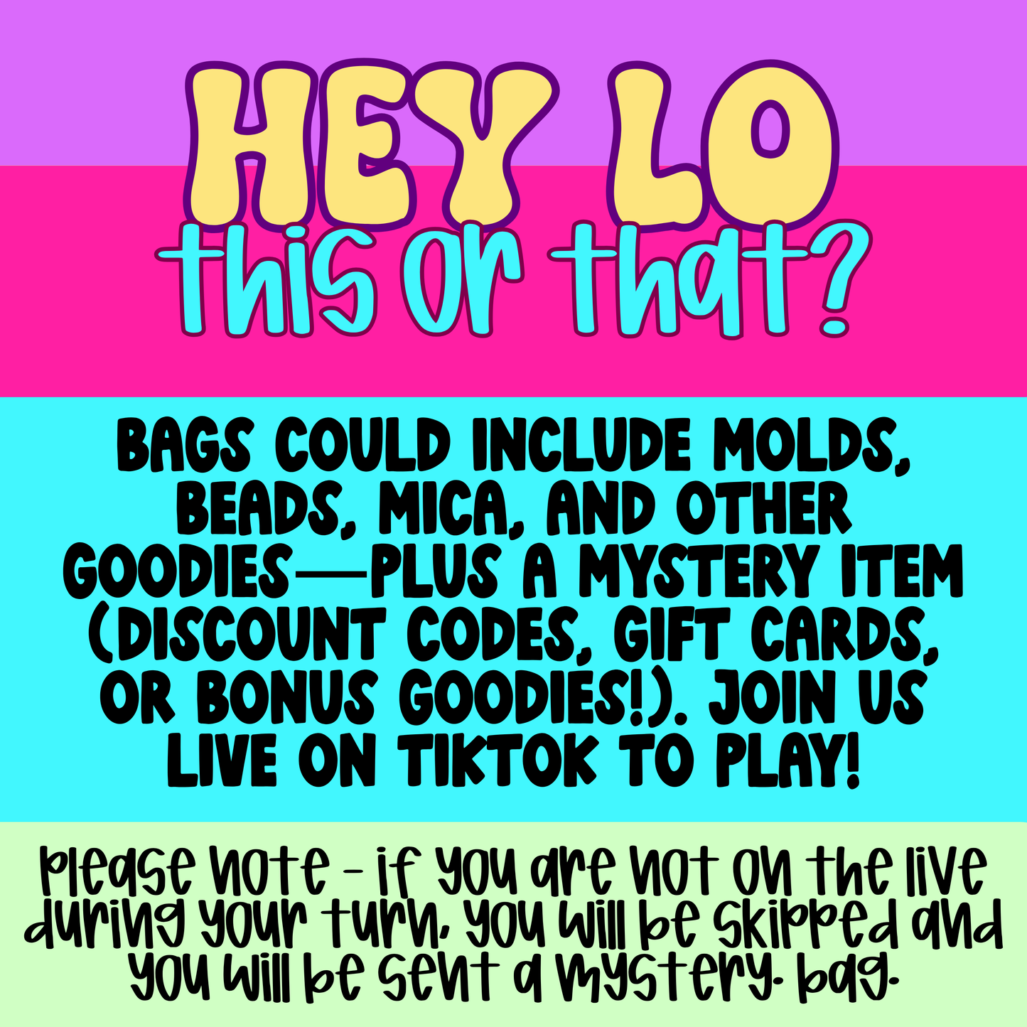 THIS OR THAT: OCTOBER 16 @ 7:30 PM CST (DO NOT CHECK OUT WITH OTHER ITEMS IN CART)