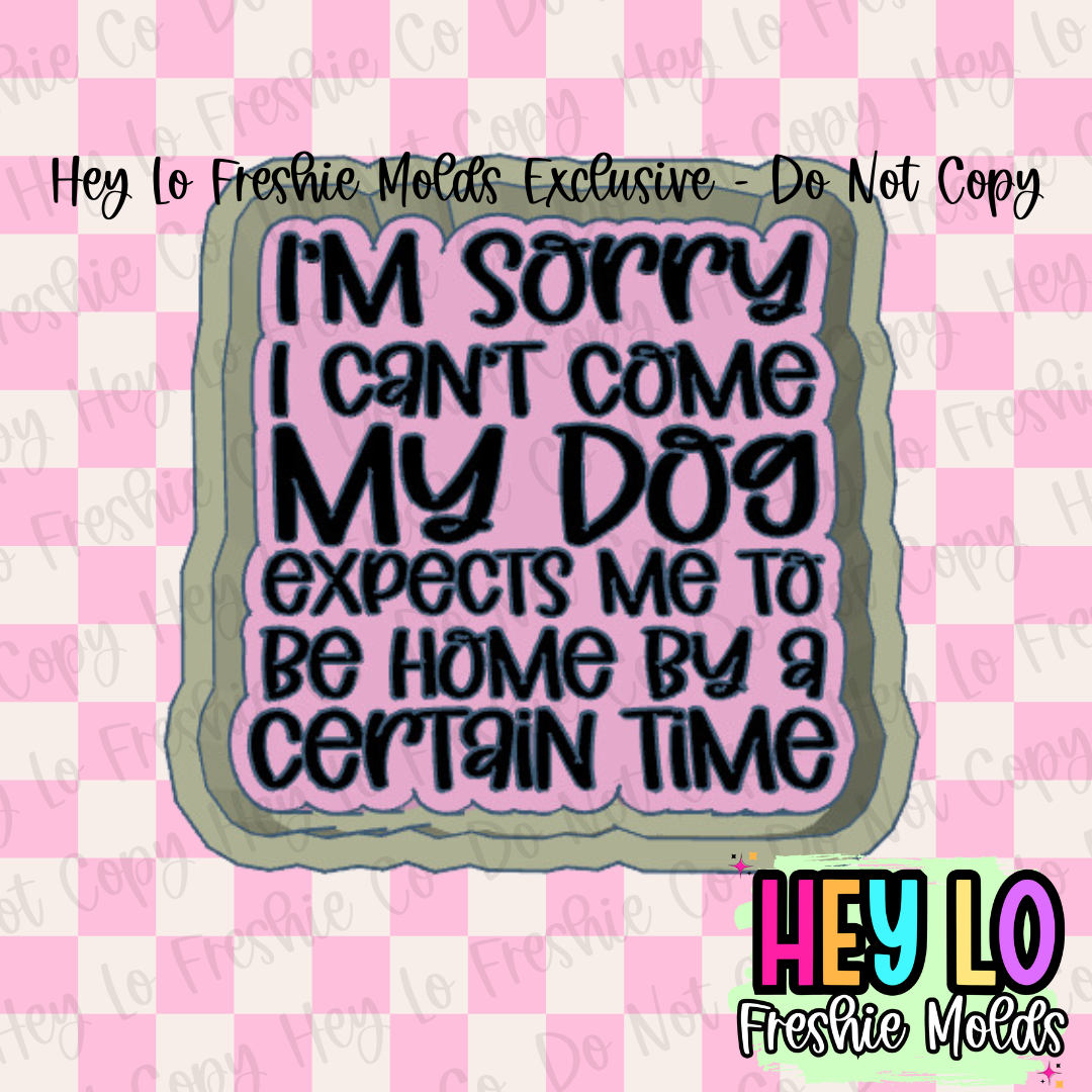 Sorry I Can't Come My Dog Expects Me Home Freshie Mold