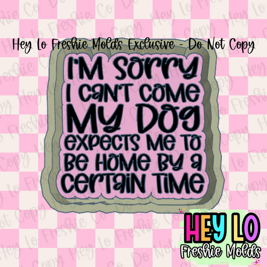 Sorry I Can't Come My Dog Expects Me Home Freshie Mold