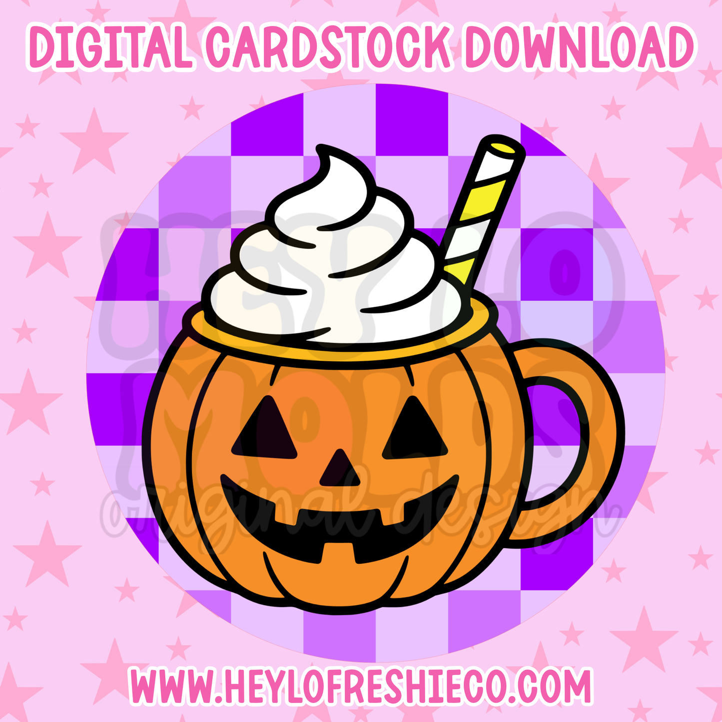 Digital Cardstock: Checkered Pumpkin Mug