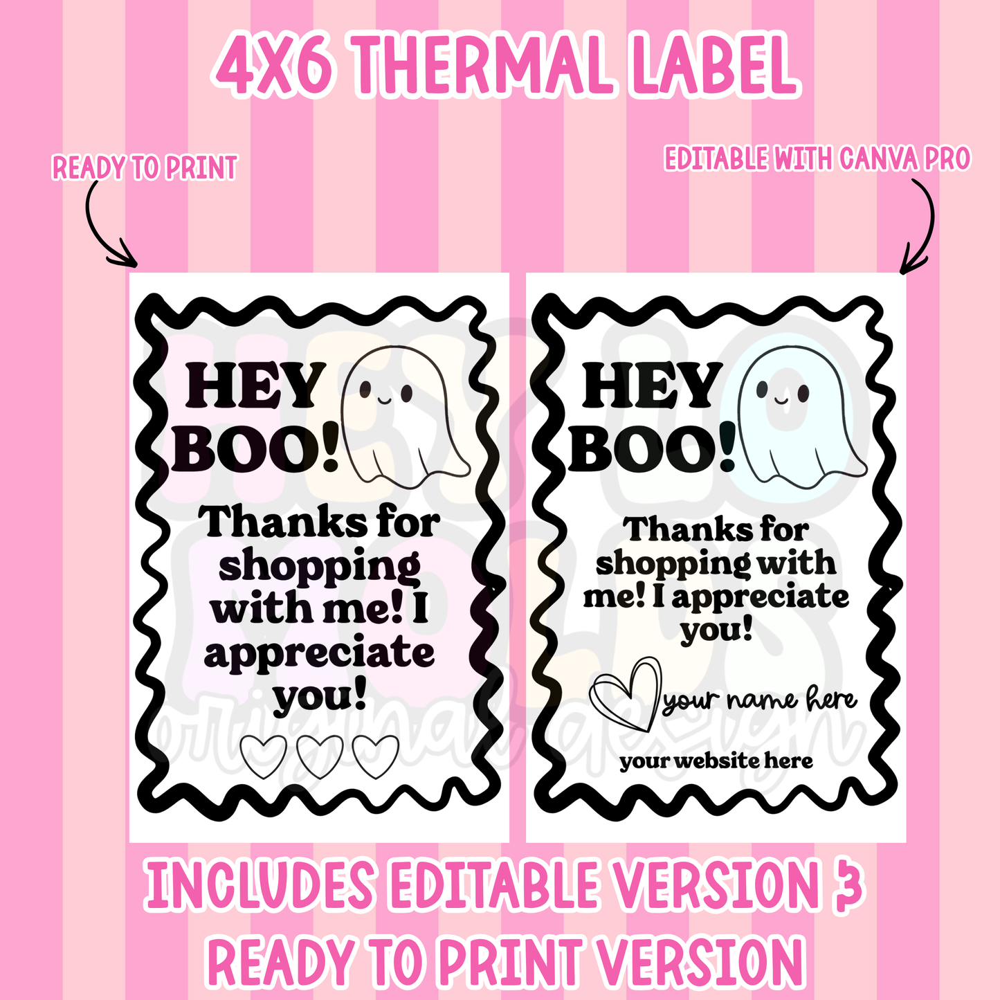 DIGITAL DOWNLOAD: Hey Boo 4x6 Thermal Label