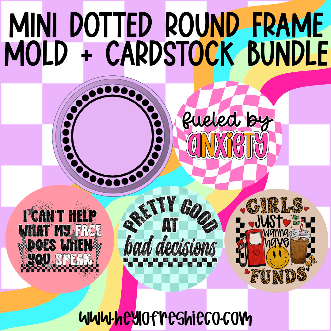 MINI Dotted Round Frame Mold + Cardstock Bundle