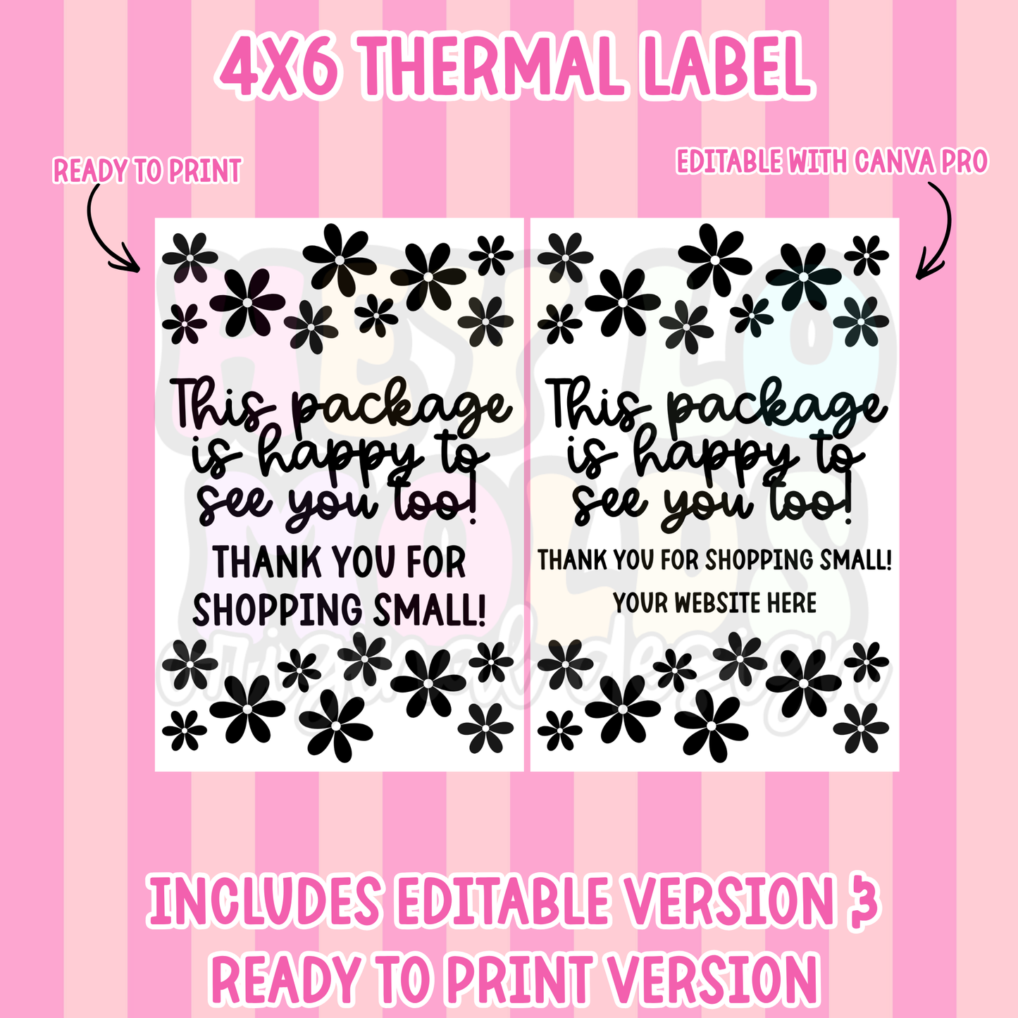 DIGITAL DOWNLOAD: This Package Is Happy To See You (Flowers) 4x6 Thermal Label