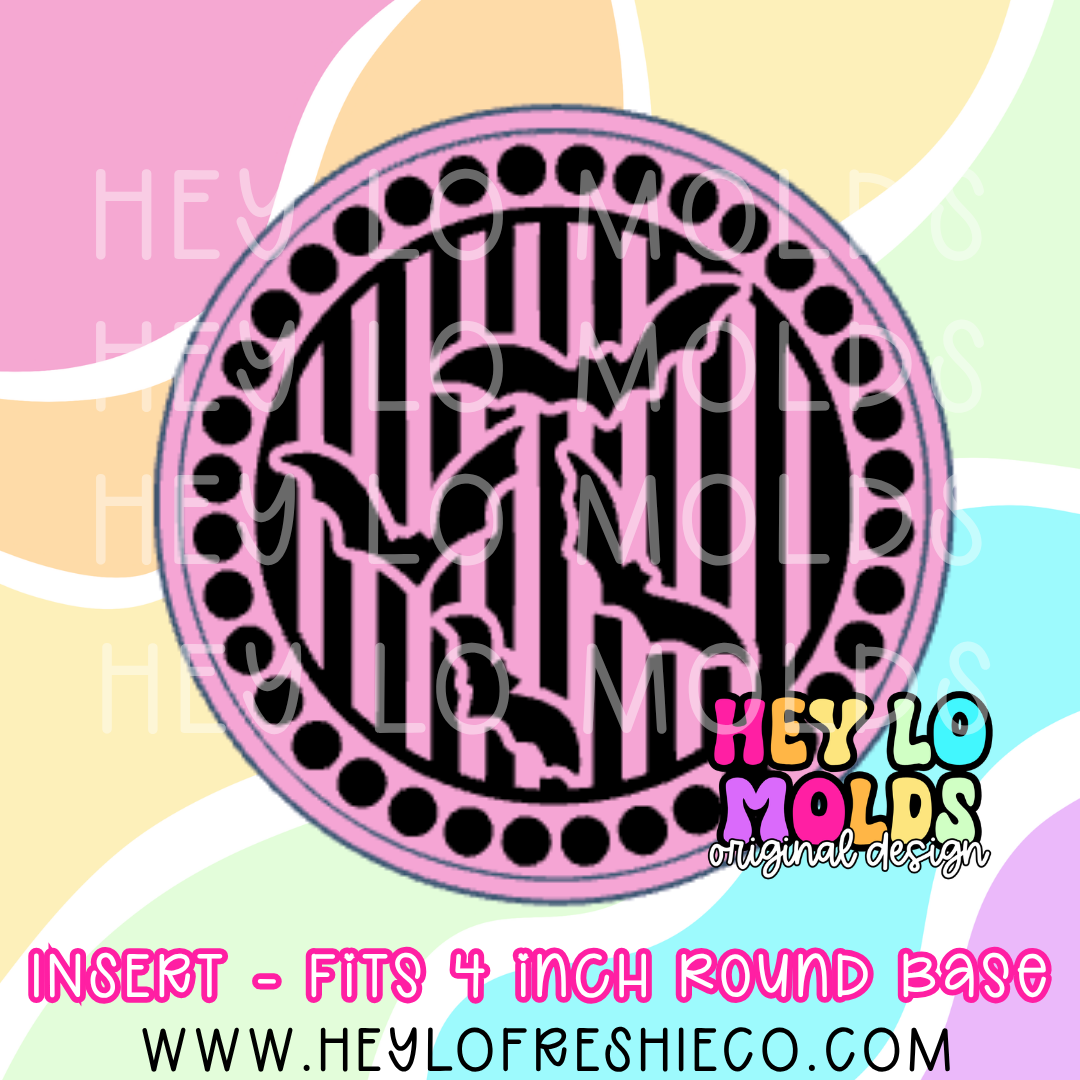 4 Inch Round Insert - Bats In Dotted Frame