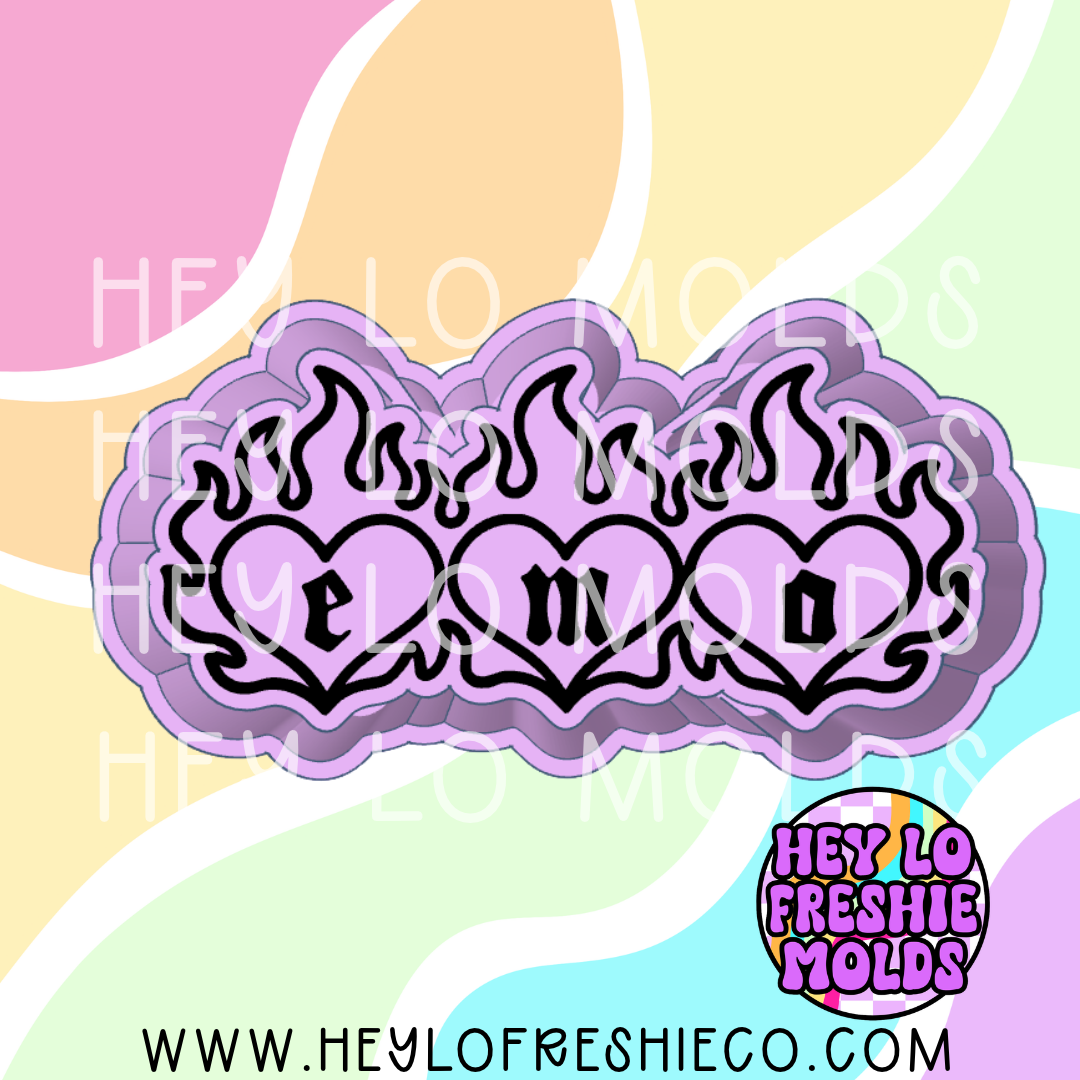 Flaming EMO Hearts Silicone Mold