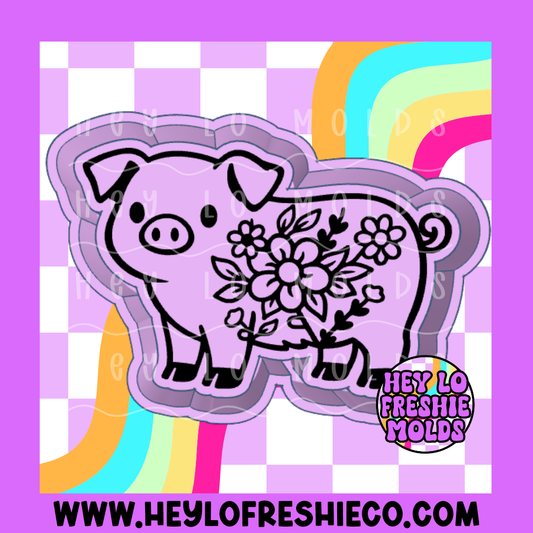 Floral Pig Silicone Mold