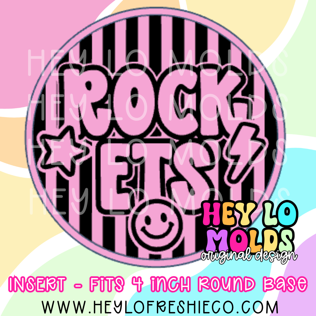 4 Inch Round Insert - Preppy Team Name: Rockets