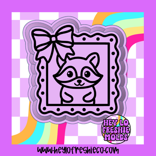 Raccoon In Bow Frame Silicone Mold