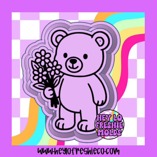 Bear With Bouquet Silicone Mold