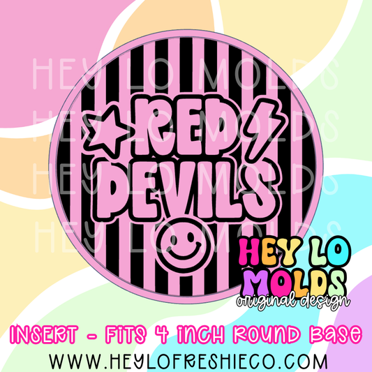 4 Inch Round Insert - Preppy Team Name: Red Devils