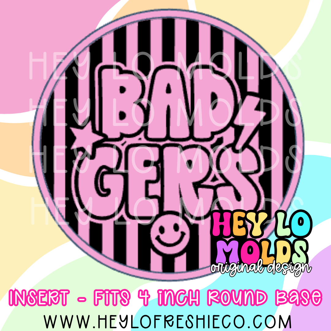 4 Inch Round Insert - Preppy Team Name: Badgers