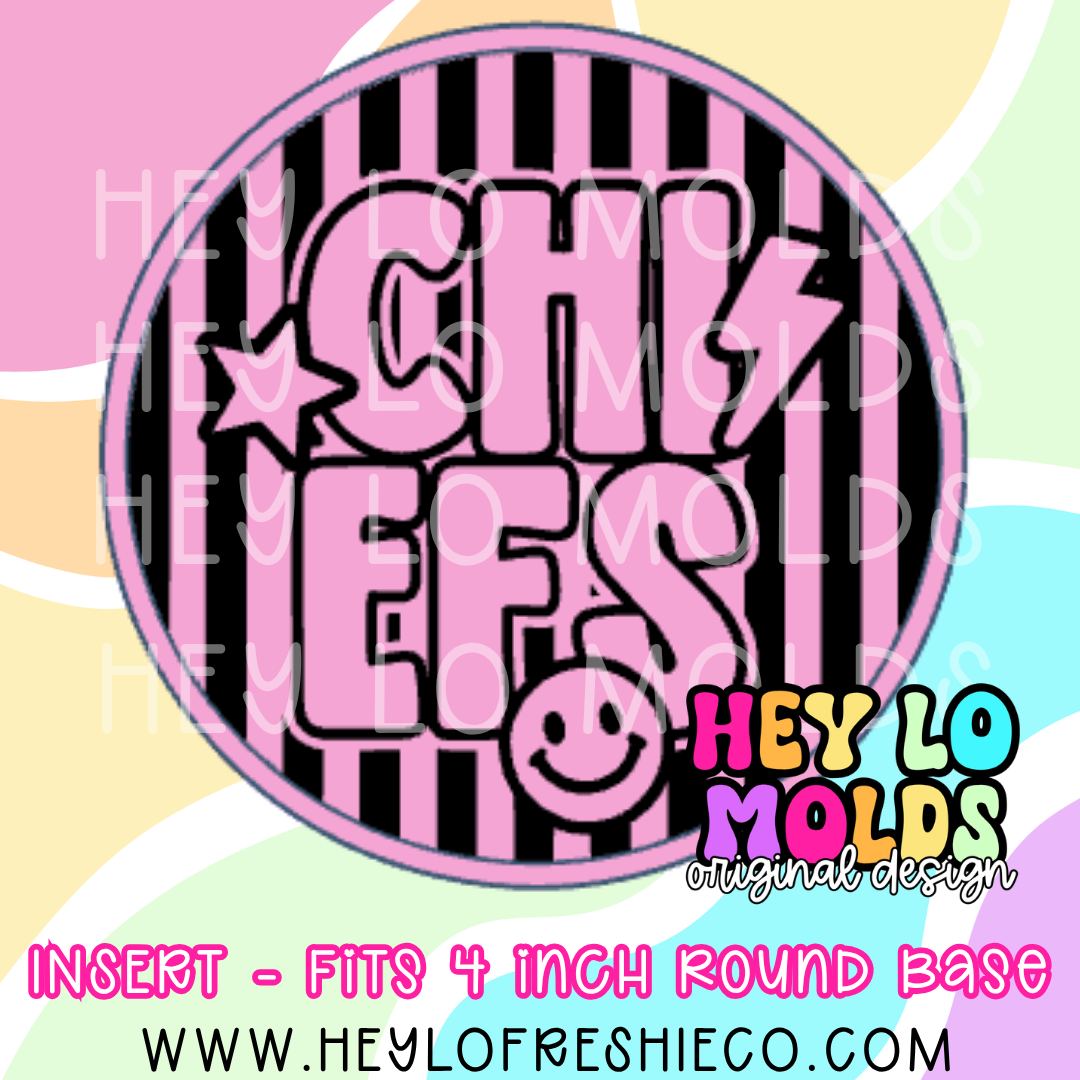 4 Inch Round Insert - Preppy Team Name: Chiefs