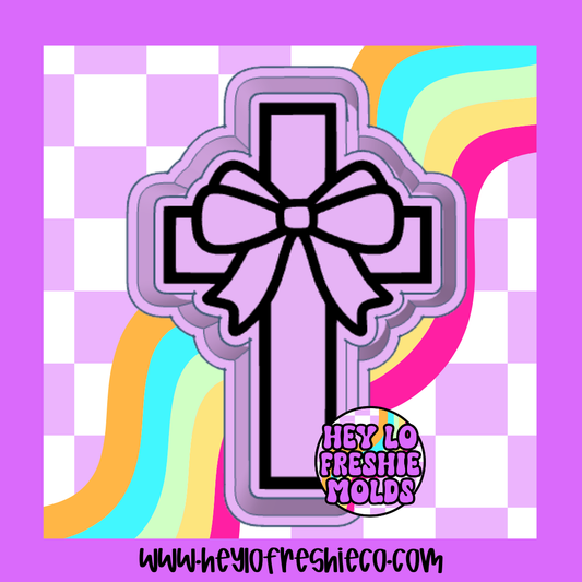 Cross With Bow Silicone Mold