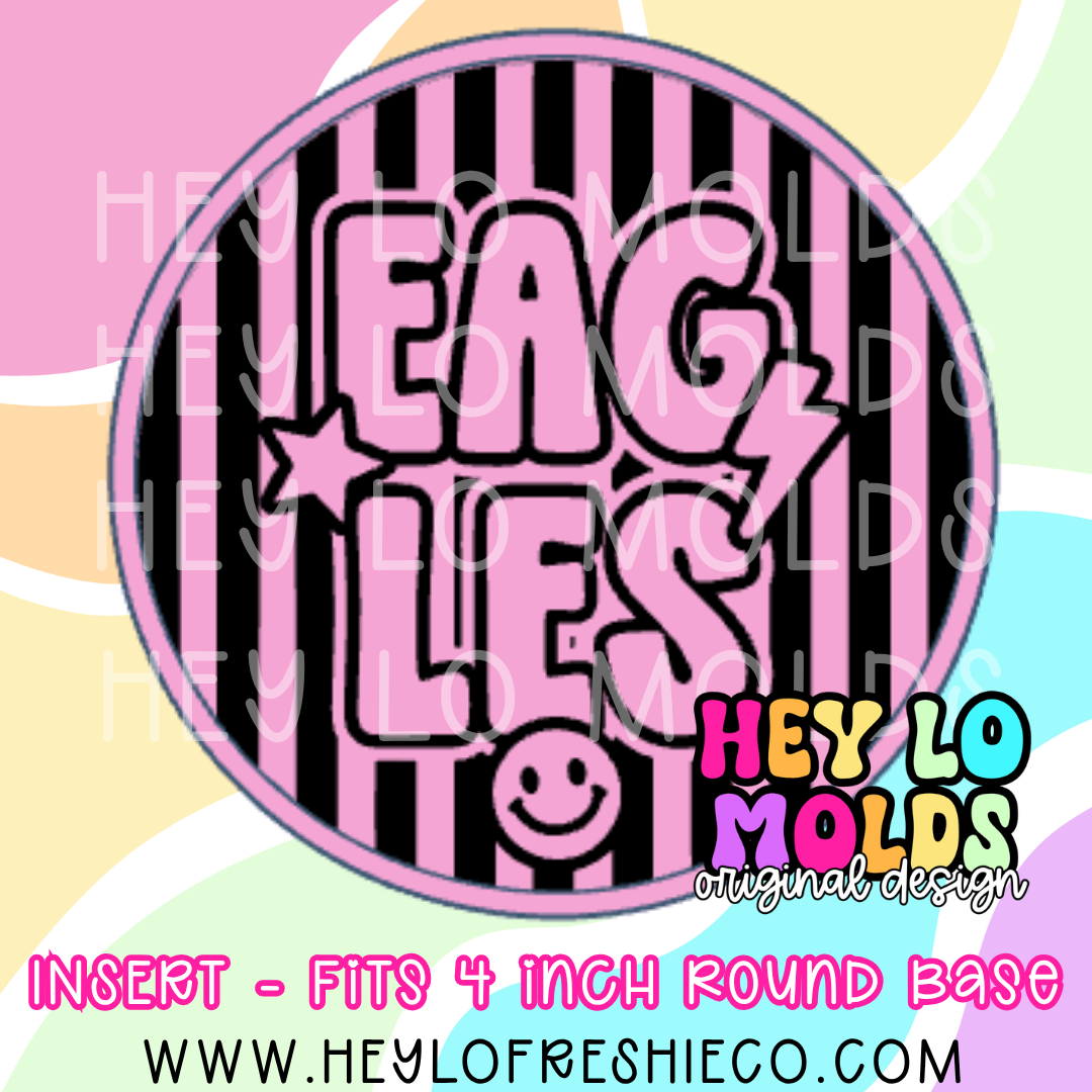 4 Inch Round Insert - Preppy Team Name: Eagles