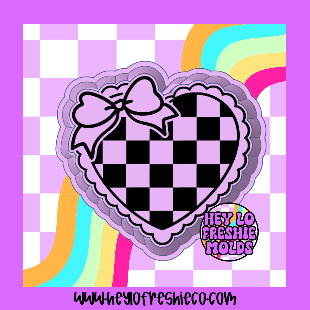 Checkered Lace Heart Silicone Mold