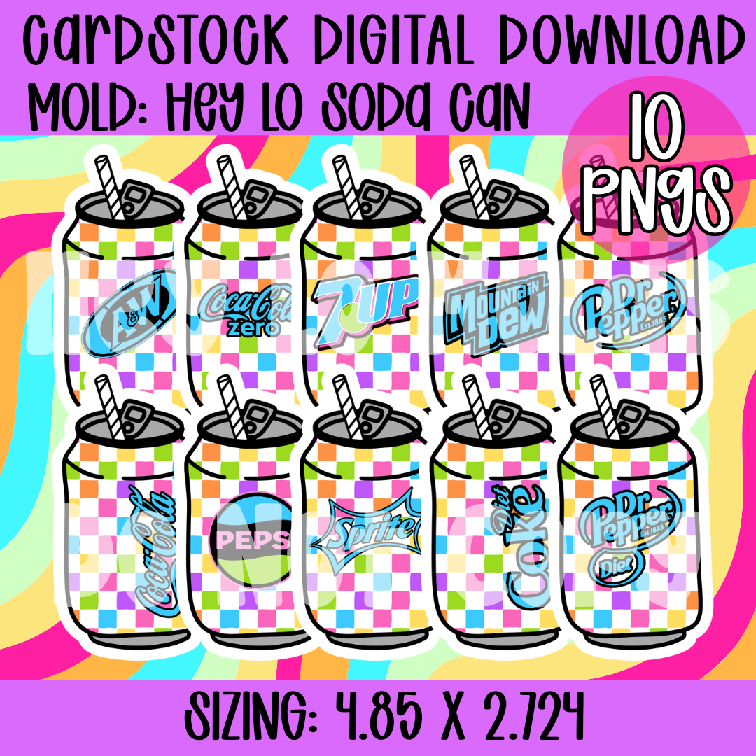 Soda Can Digital Download Cardstock: Rainbow Checkers