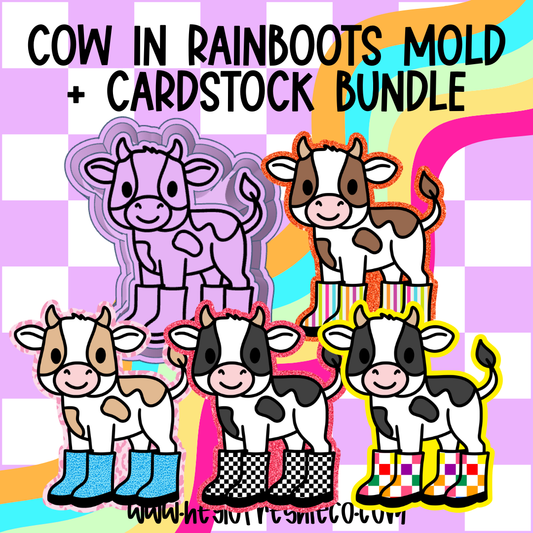 Mold & Cardstock Bundle: Cutie Cow In Rainboots