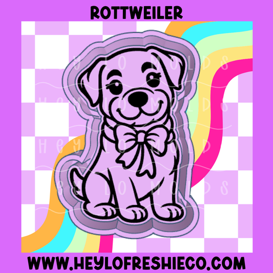 Rottweiler With Bow Silicone Mold