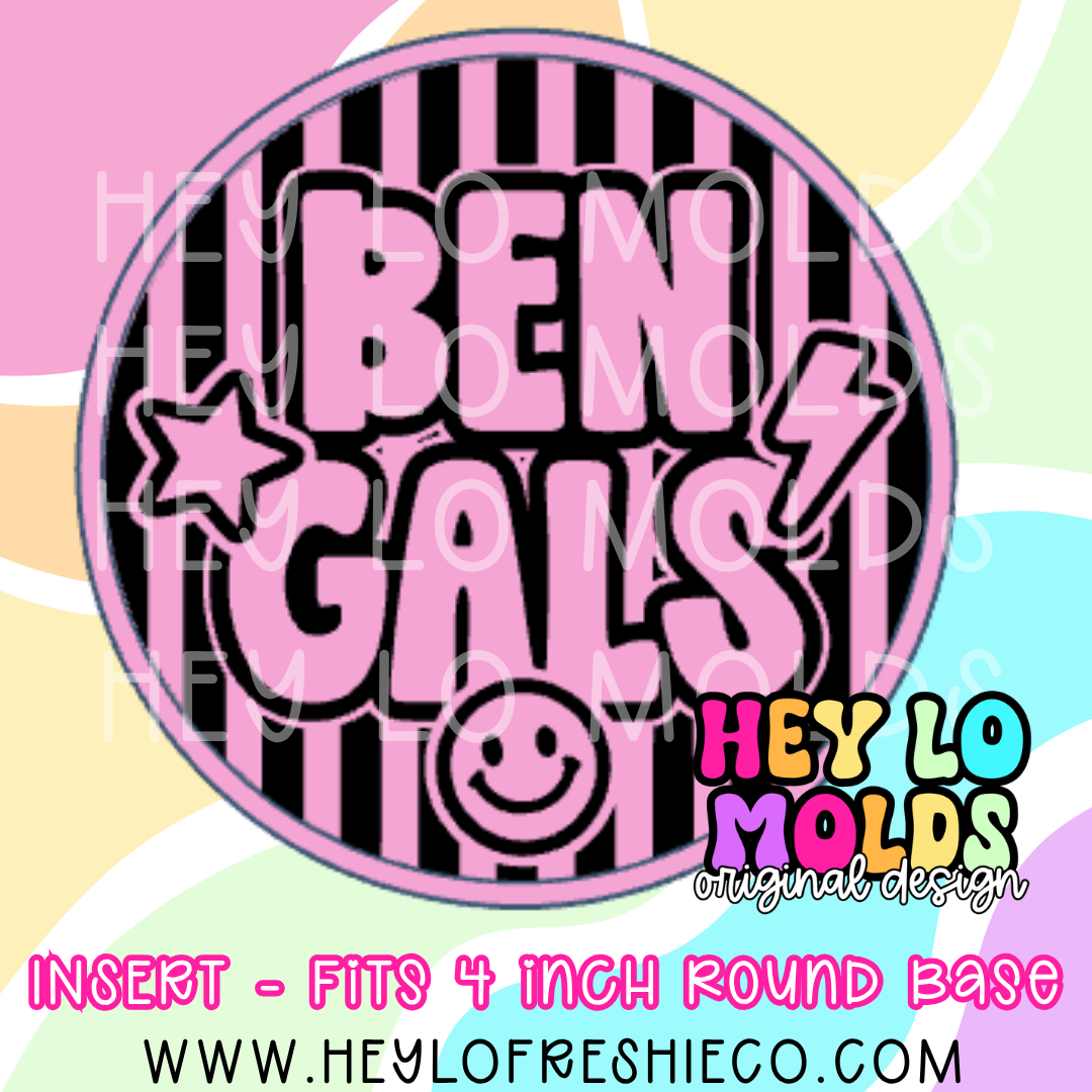 4 Inch Round Insert - Preppy Team Name: Bengals