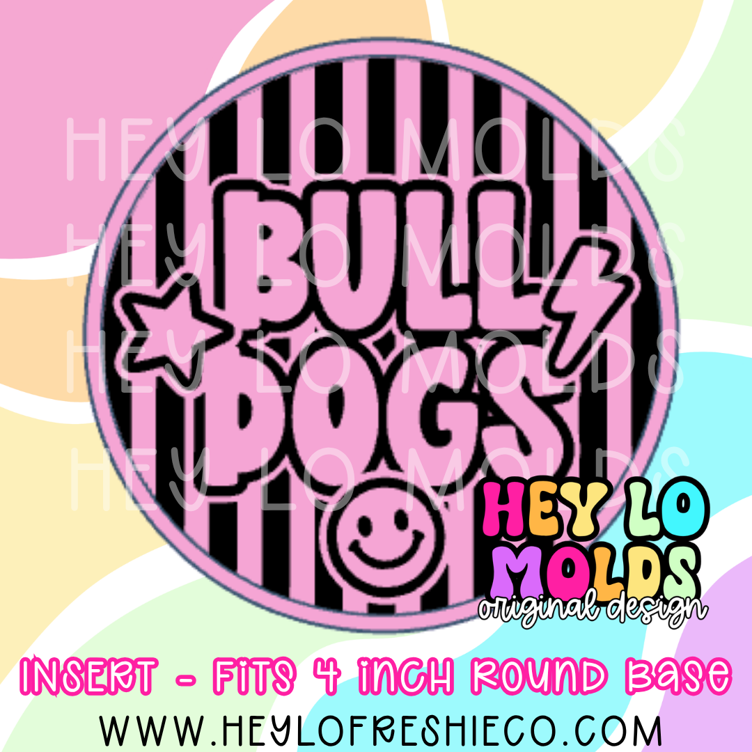 4 Inch Round Insert - Preppy Team Name: Bulldogs