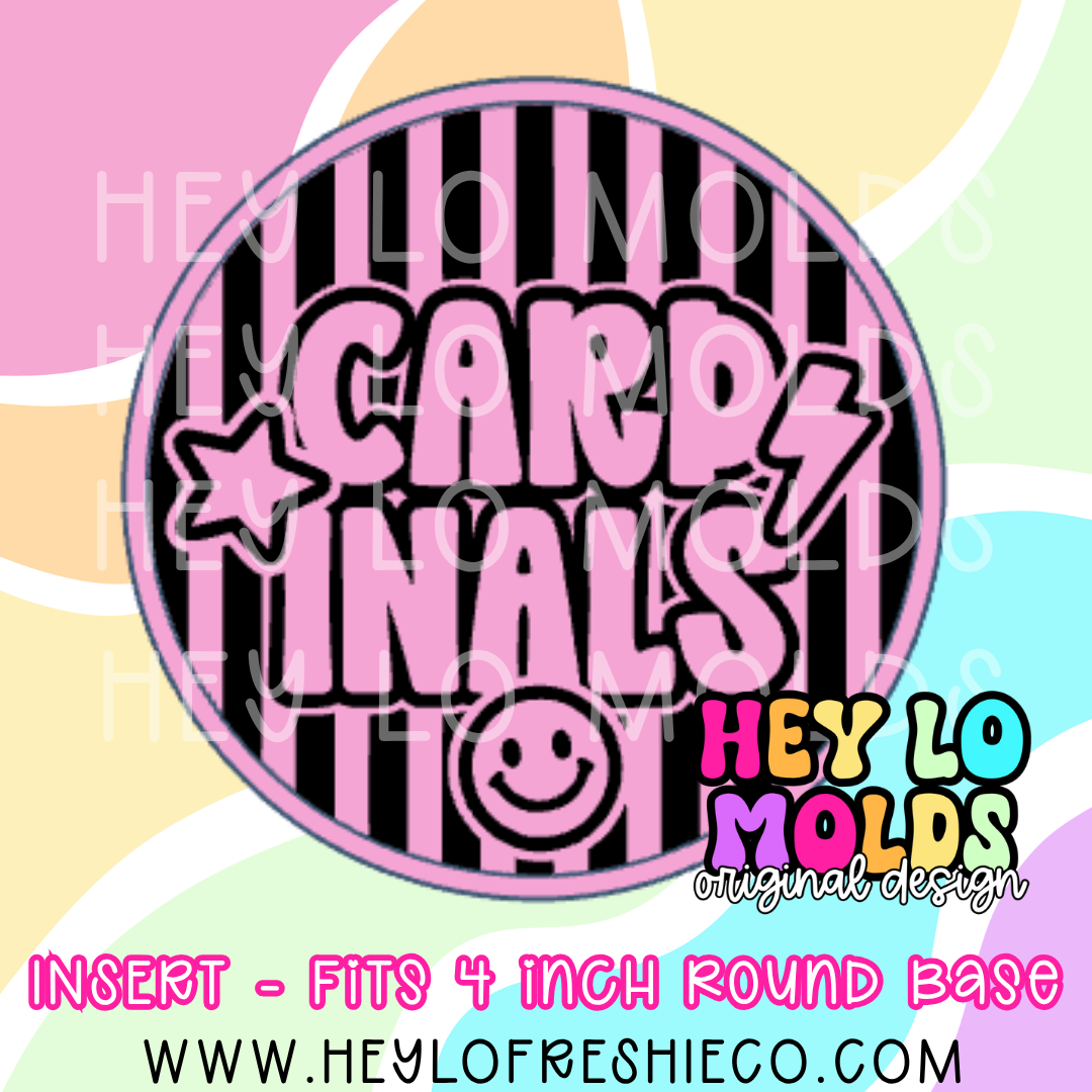 4 Inch Round Insert - Preppy Team Name: Cardinals