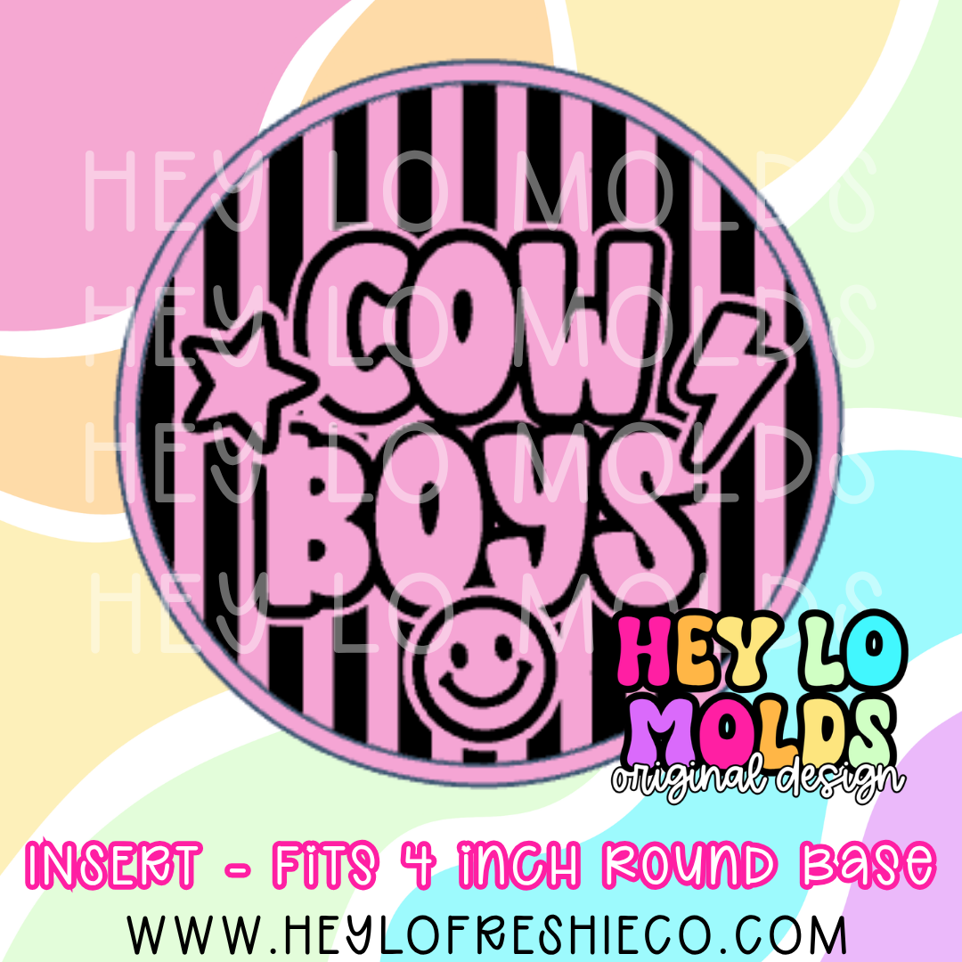 4 Inch Round Insert - Preppy Team Name: Cowboys