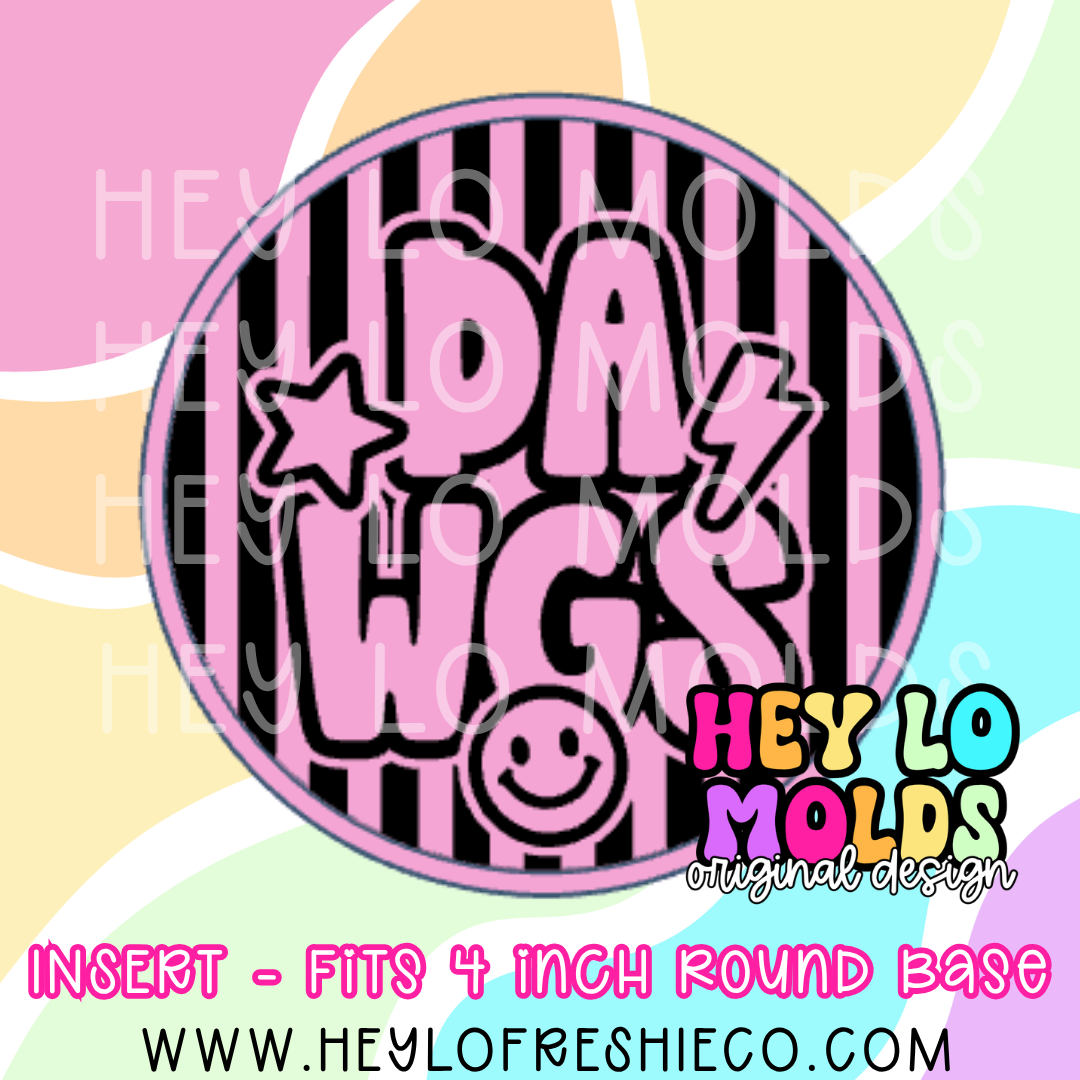 4 Inch Round Insert - Preppy Team Name: Dawgs