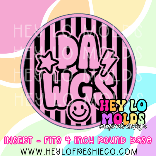 4 Inch Round Insert - Preppy Team Name: Dawgs