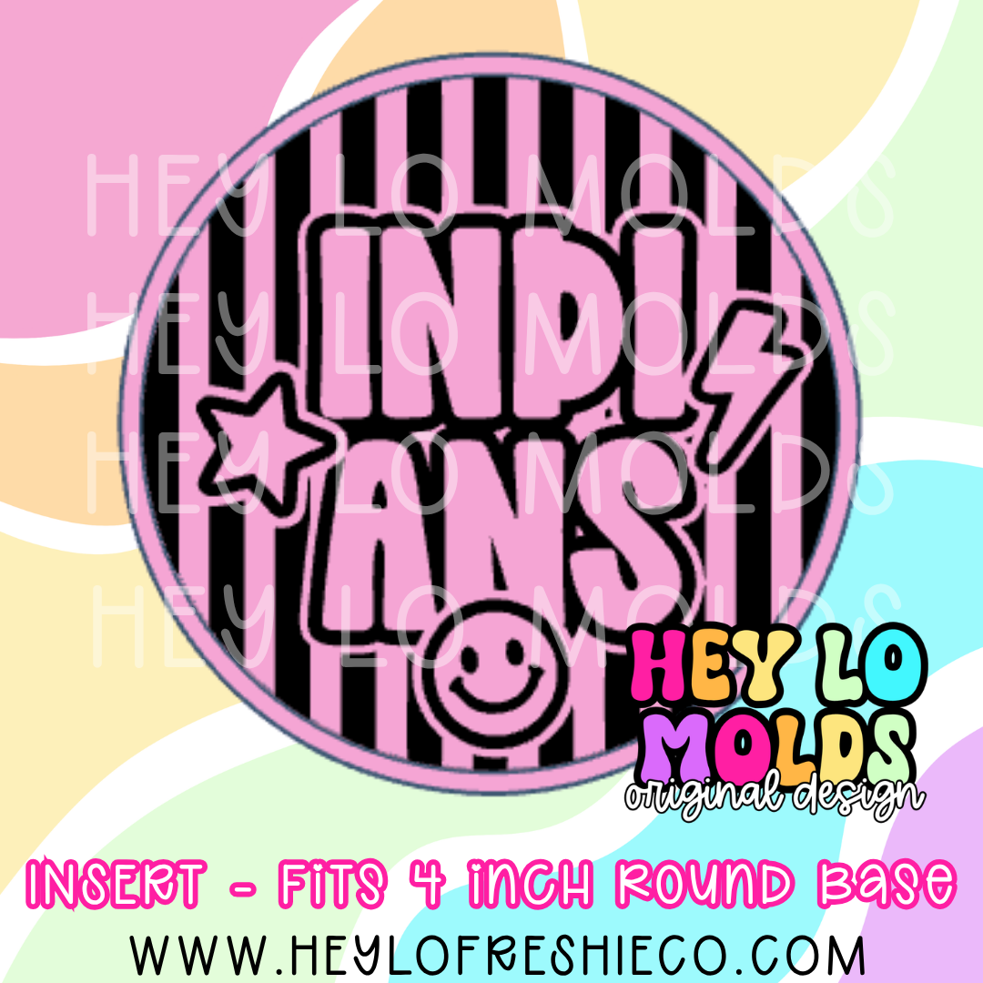 4 Inch Round Insert - Preppy Team Name: Indians