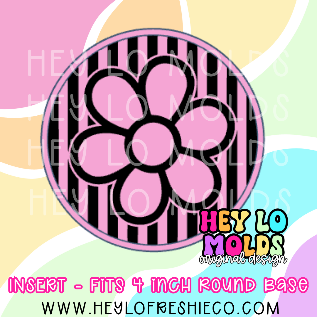 4 Inch Round Insert - Striped Daisy