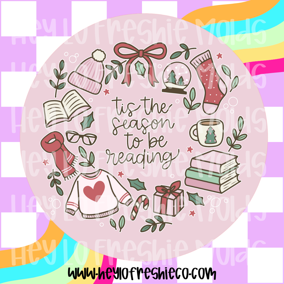 Round Cardstock | Tis The Season To Be Reading (Pink)