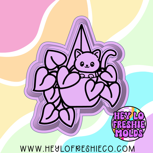 Cat In Hanging Plant Silicone Mold