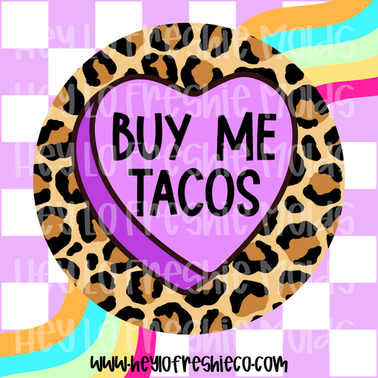 Round Cardstock | Conversation Heart Buy Me Tacos