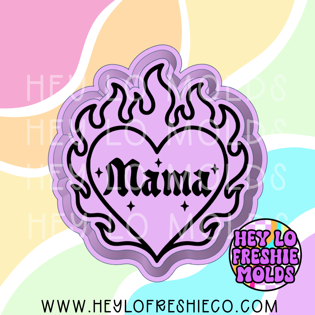 Mama Flaming Heart Silicone Mold