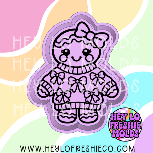 Gingerbread In Bow Sweater Silicone Mold