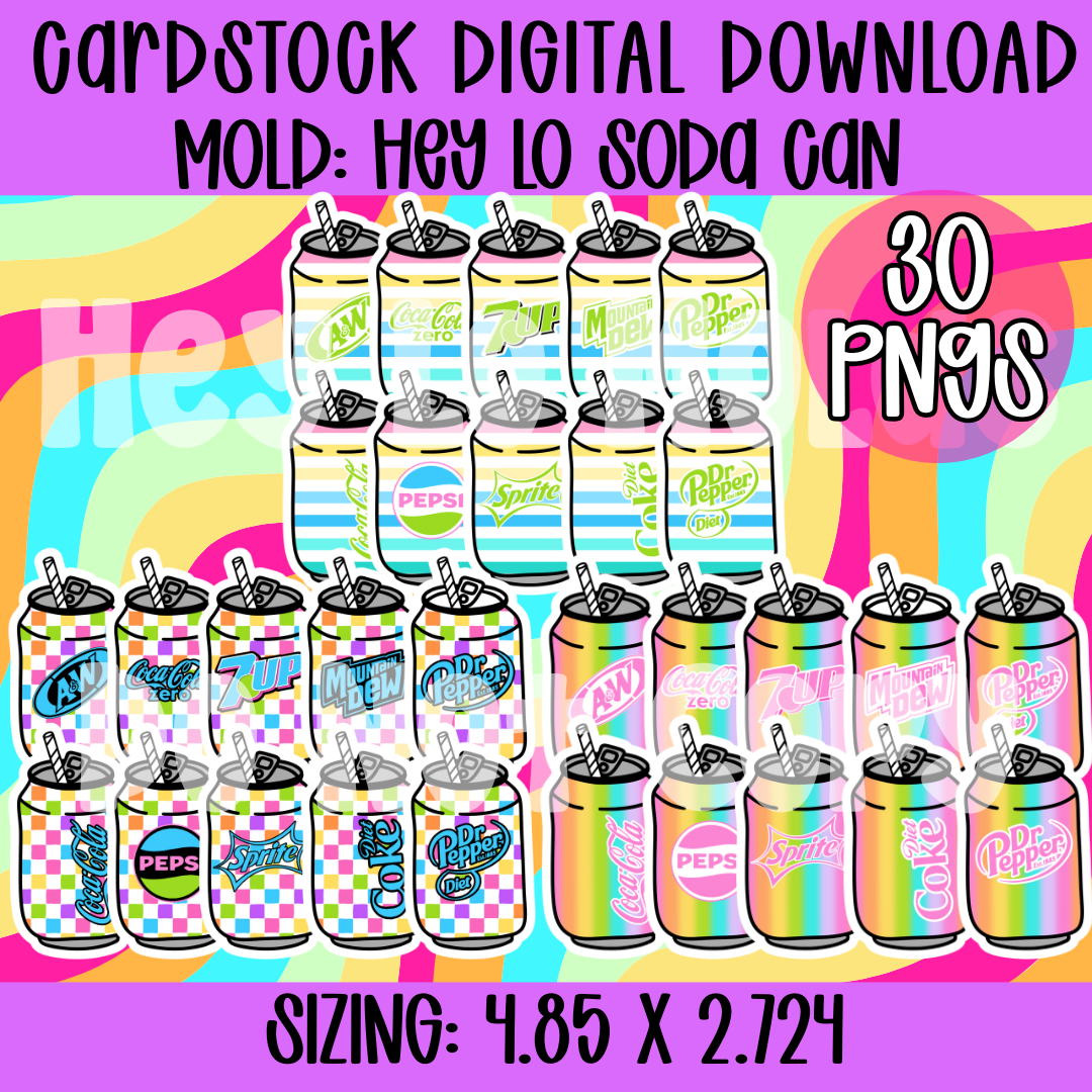 Soda Can Digital Download Cardstock: Rainbow Collection